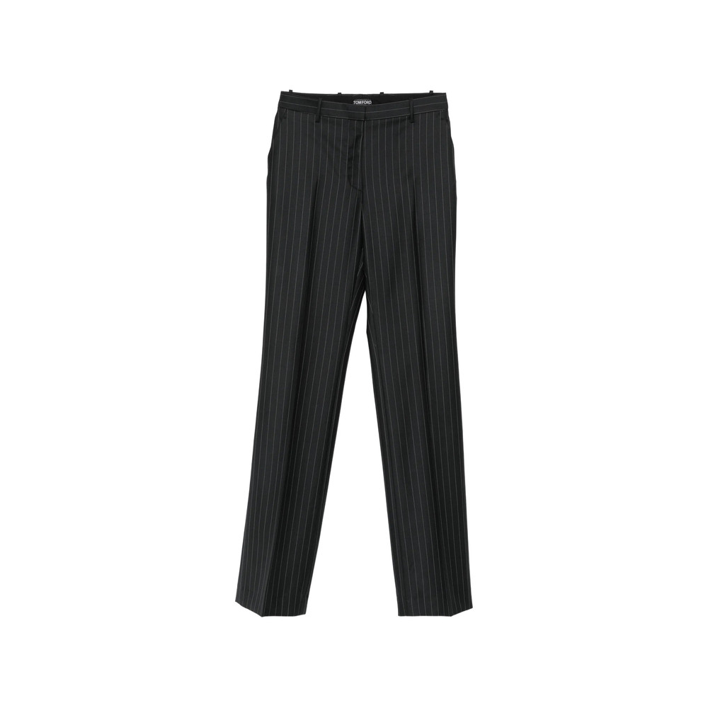 Tom Ford Chalk-stripe Wool-mohair Tailored Straight Boyfriend Pants