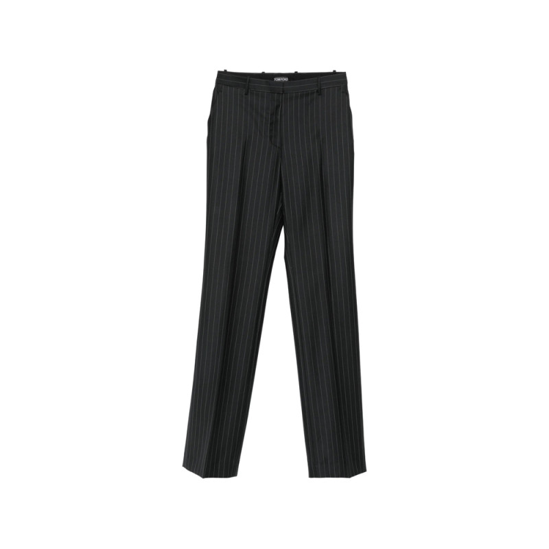 Tom Ford Chalk-stripe Wool-mohair Tailored Straight Boyfriend Pants