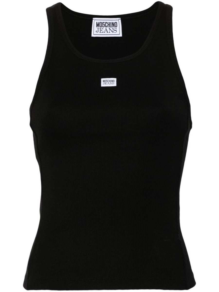 logo-patch ribbed tank top