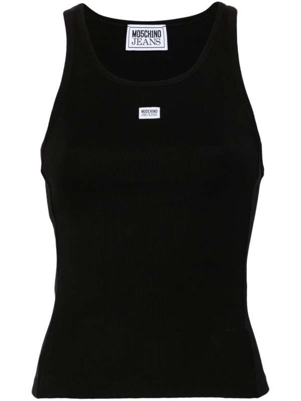 logo-patch ribbed tank top