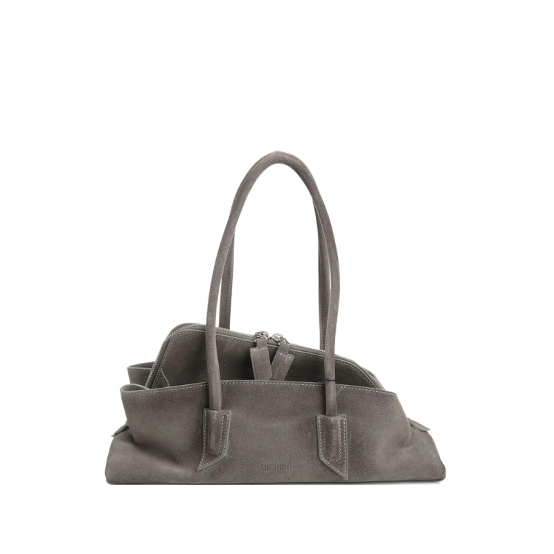 The Attico Small La Passeggiata Suede Shoulder Bag