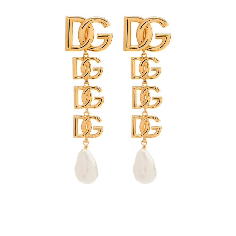 Dolce & Gabbana DG Logo Pearl-embellished Earrings
