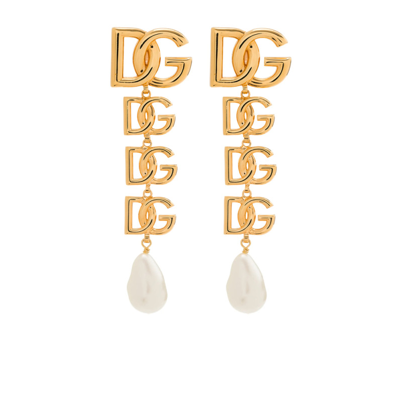 Dolce & Gabbana DG Logo Pearl-embellished Earrings