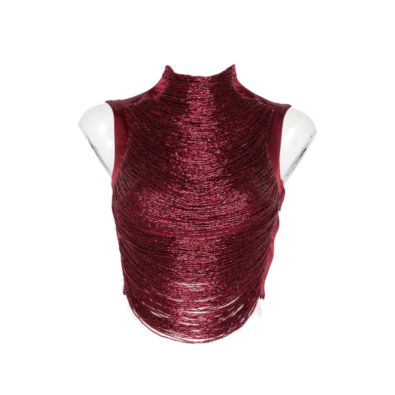 Cult Gaia Taraji Beaded High-neck Top