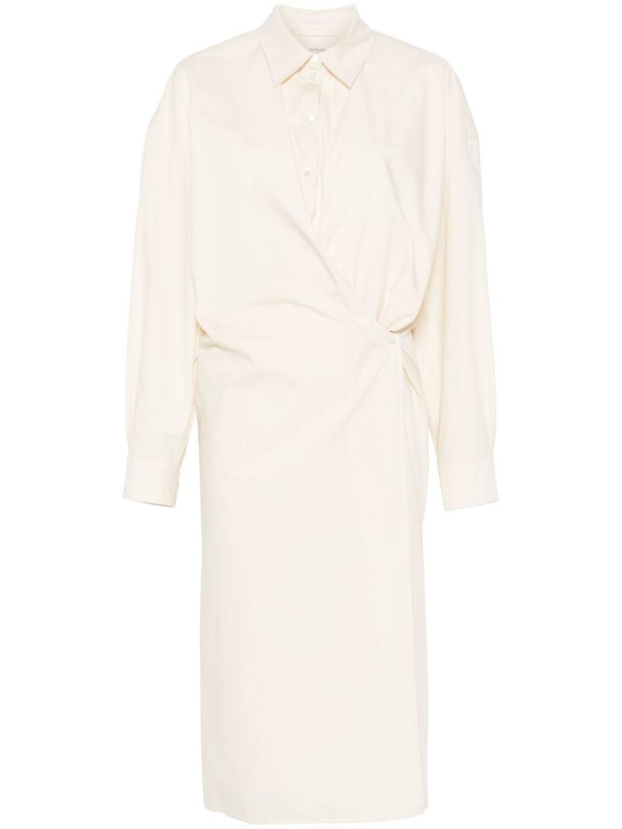 straight-collar twisted midi dress
