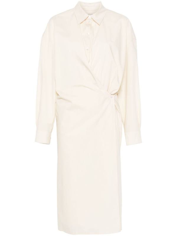 straight-collar twisted midi dress