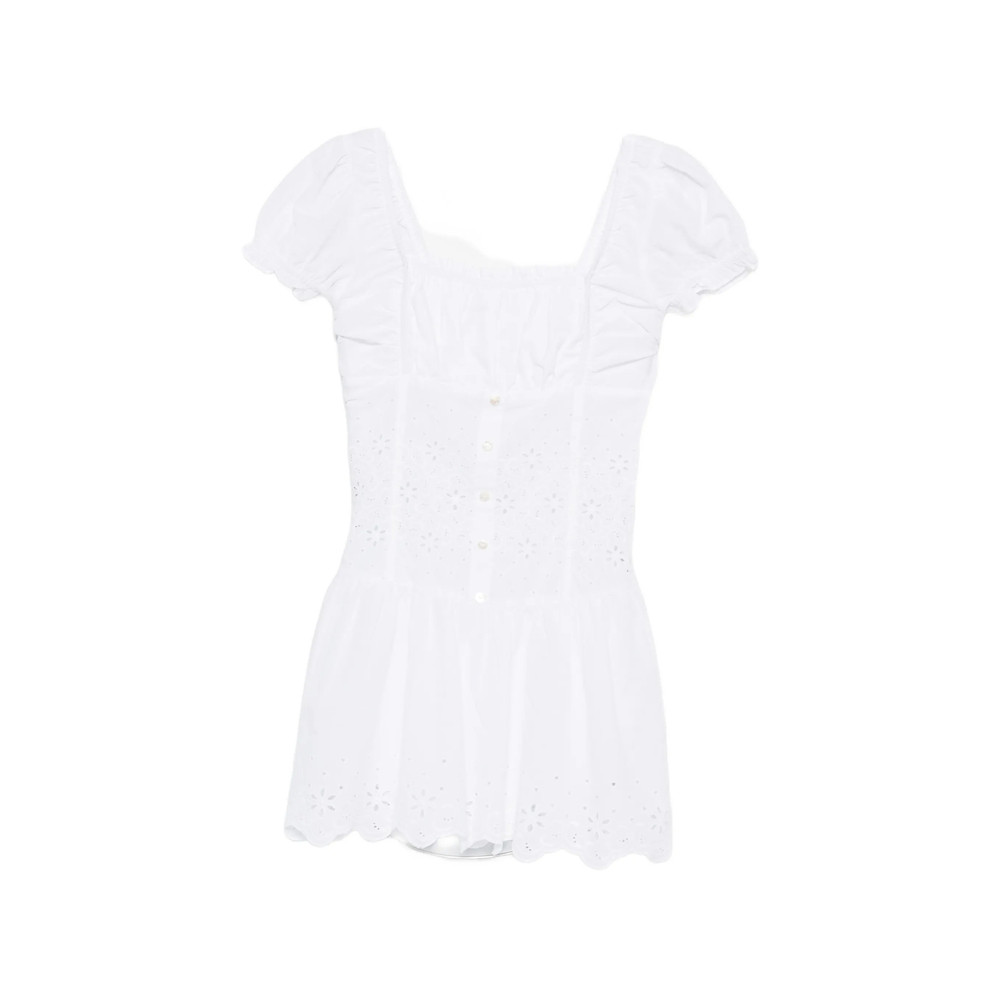 Frankies Bikinis Lucien Broderie-anglaise Puff-sleeve Mini Dress