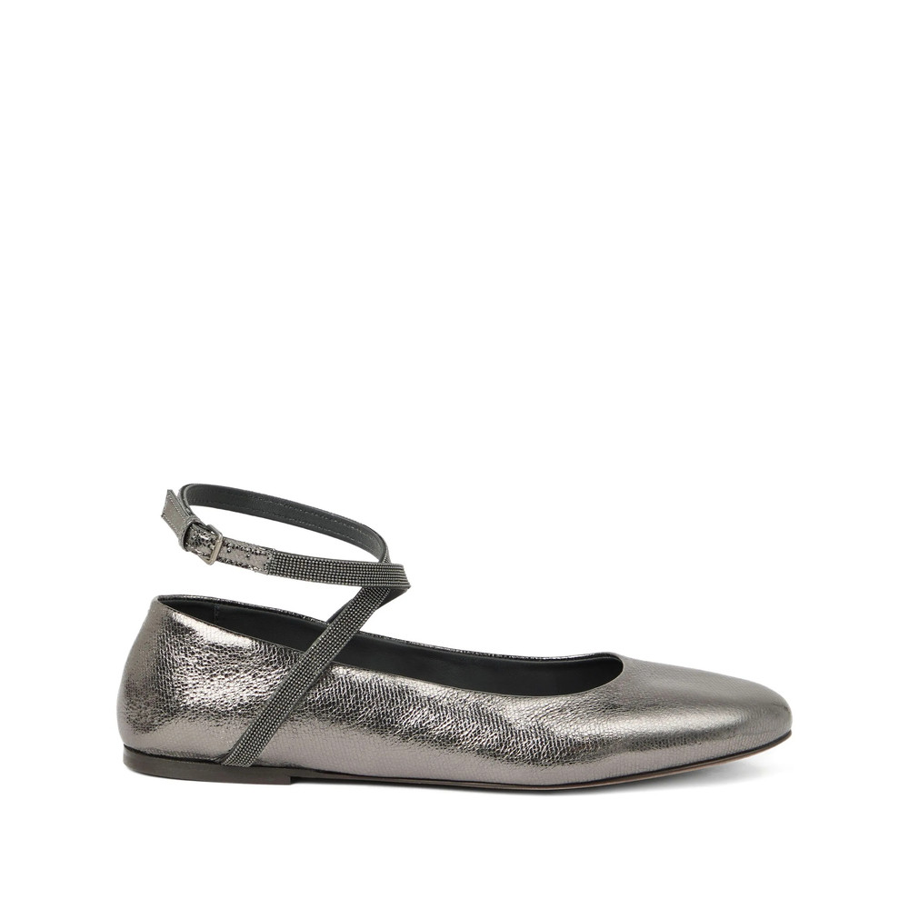 Brunello Cucinelli Metallic-effect Ballet Flats