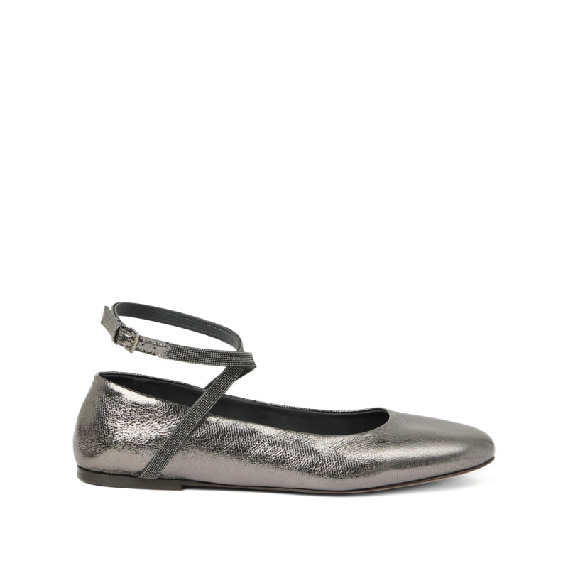 Brunello Cucinelli Metallic-effect Ballet Flats