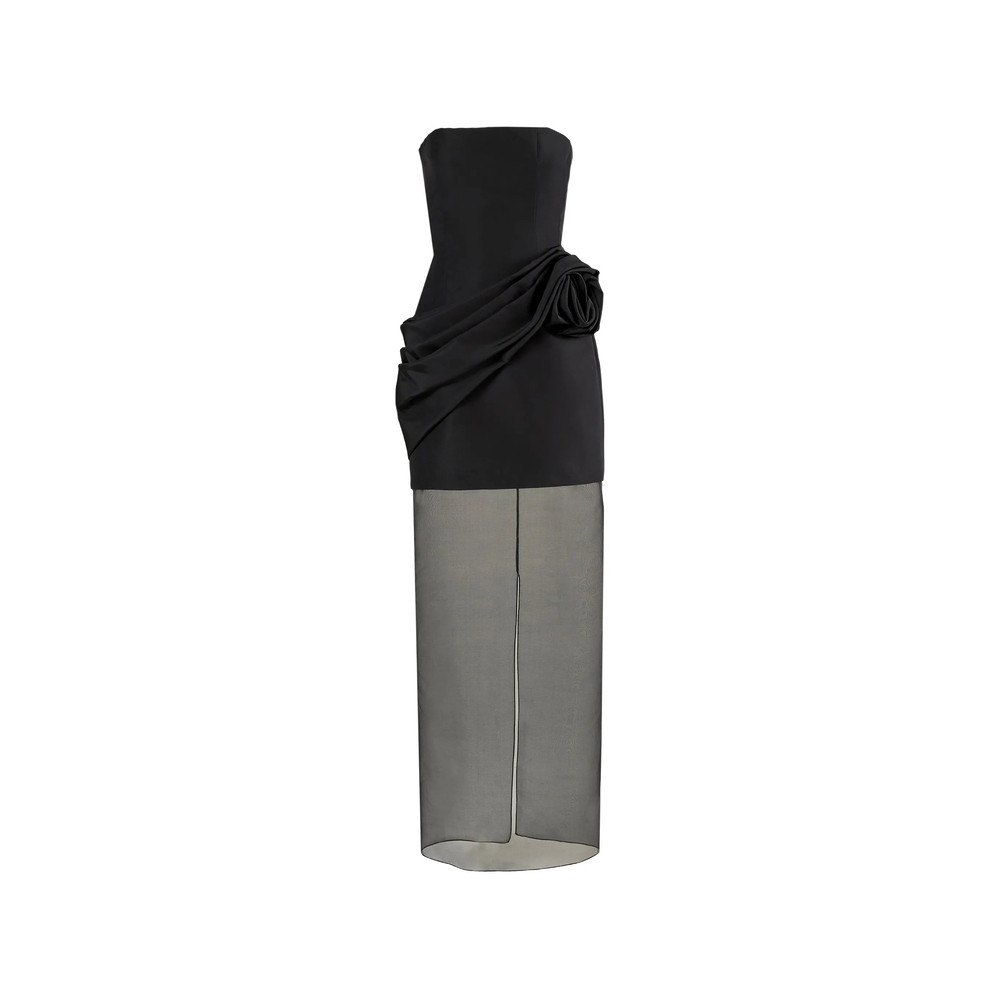 Carolina Herrera Strapless Gown With Sheer Organza Skirt