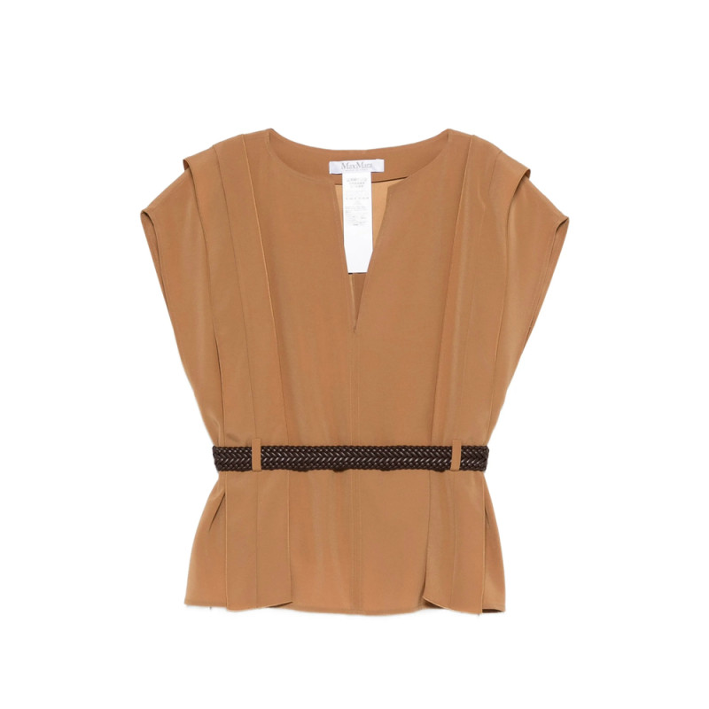 Max Mara Mxmabete Belted V-neck Top