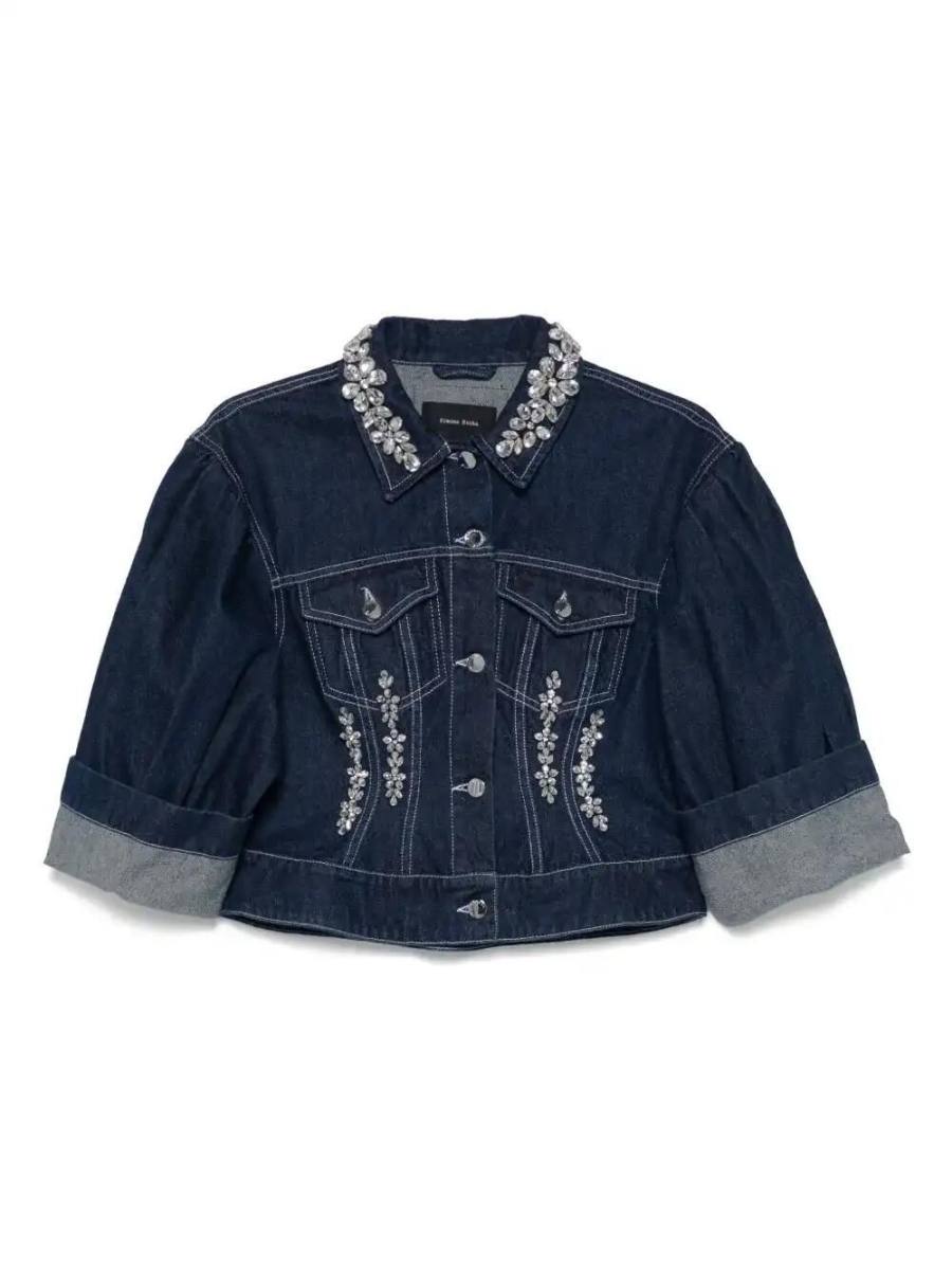 crystal-embellished denim jacket