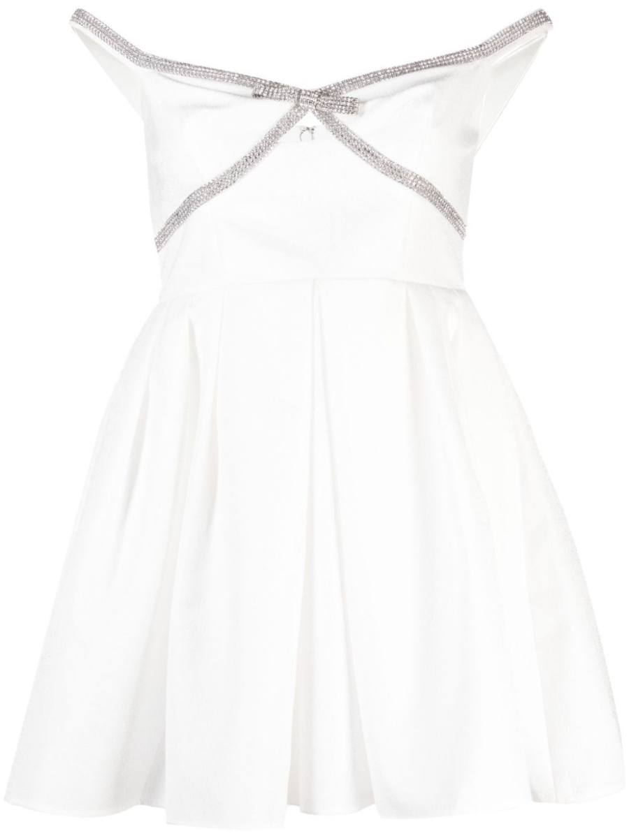 diamanté-trim off-shoulder minidress