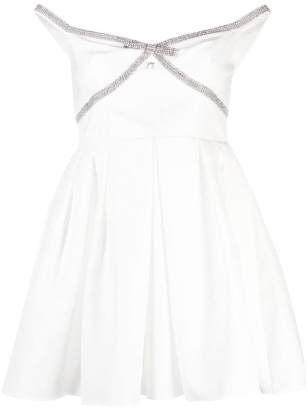 diamanté-trim off-shoulder minidress