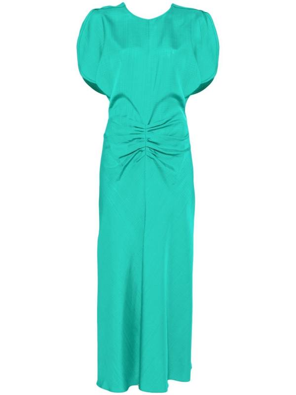 gathered-detail midi dress