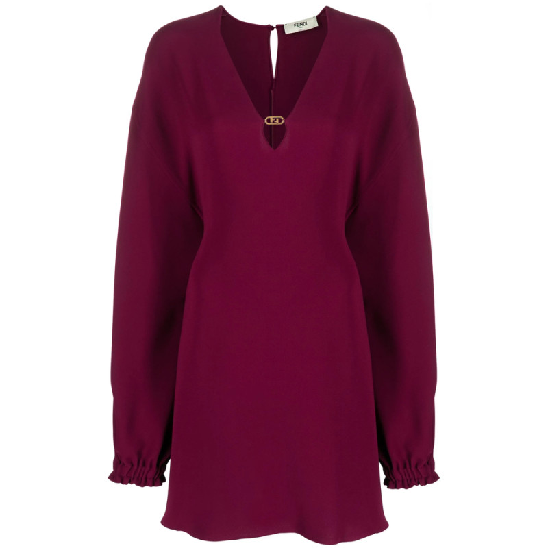 Fendi Cady Logo-plaque Silk Minidress