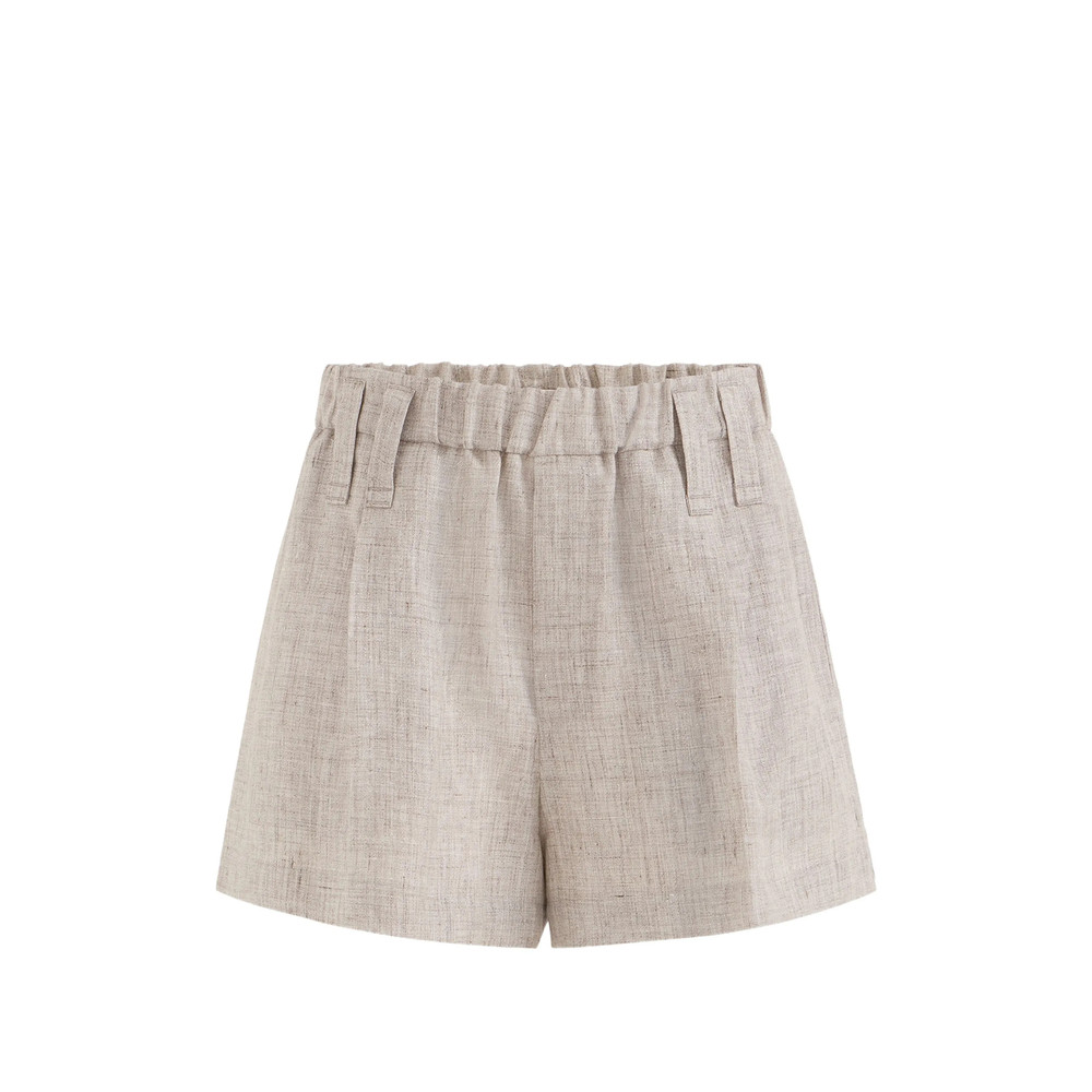 Brunello Cucinelli Sparkling Linen Baggy Shorts With Monili