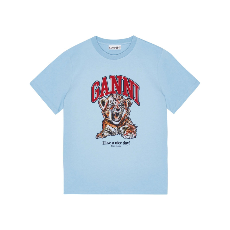 Ganni Cotton Round-neck T-shirt