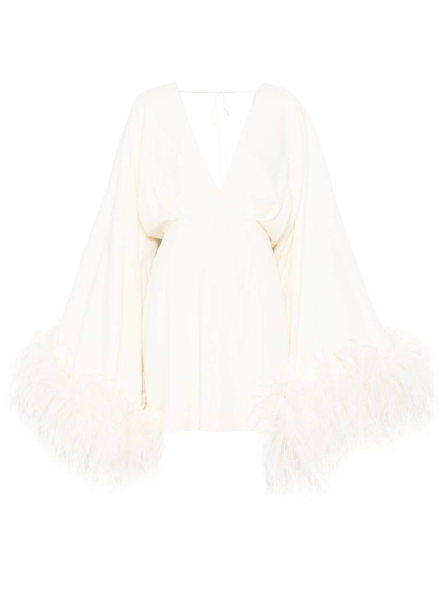 feather-trim mini dress