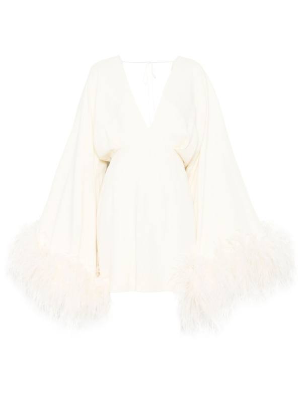 feather-trim mini dress