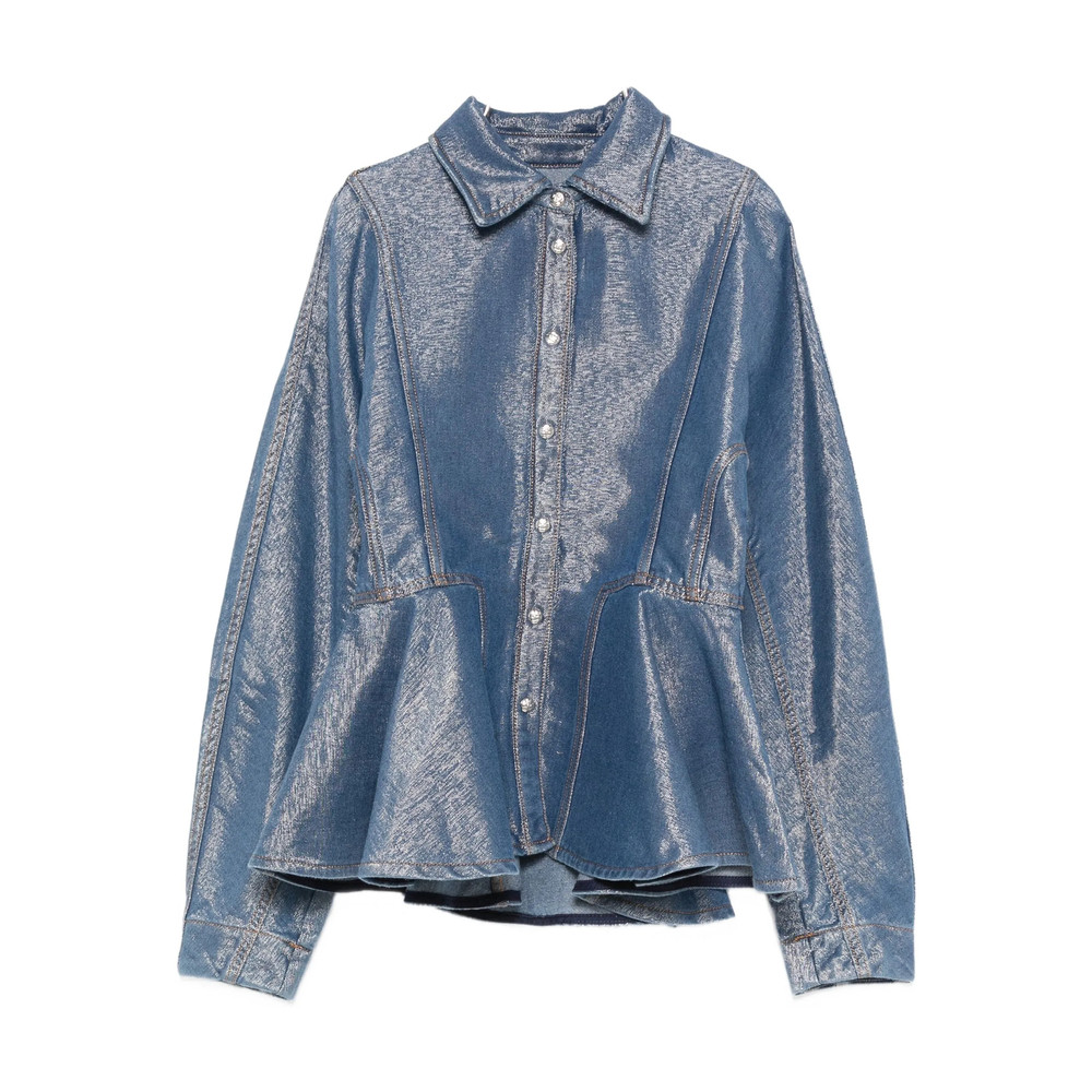 Ganni Buttonned Peplum Denim Jacket