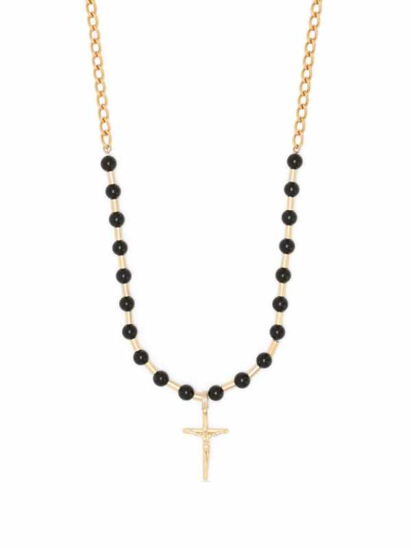 cross-pendant ball-chain necklace
