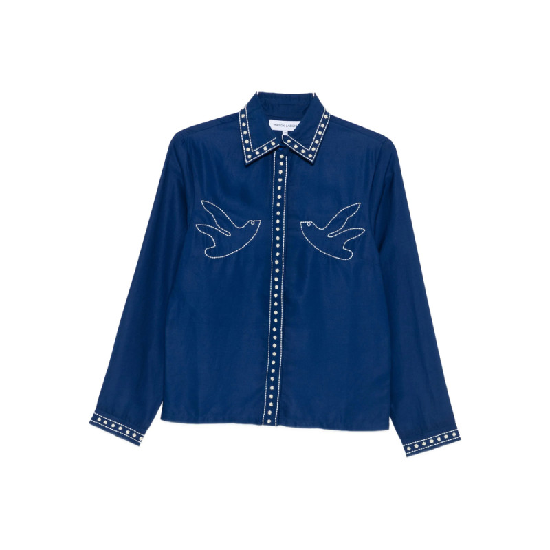 Maison Labiche Vallès Bird-embroidered Shirt