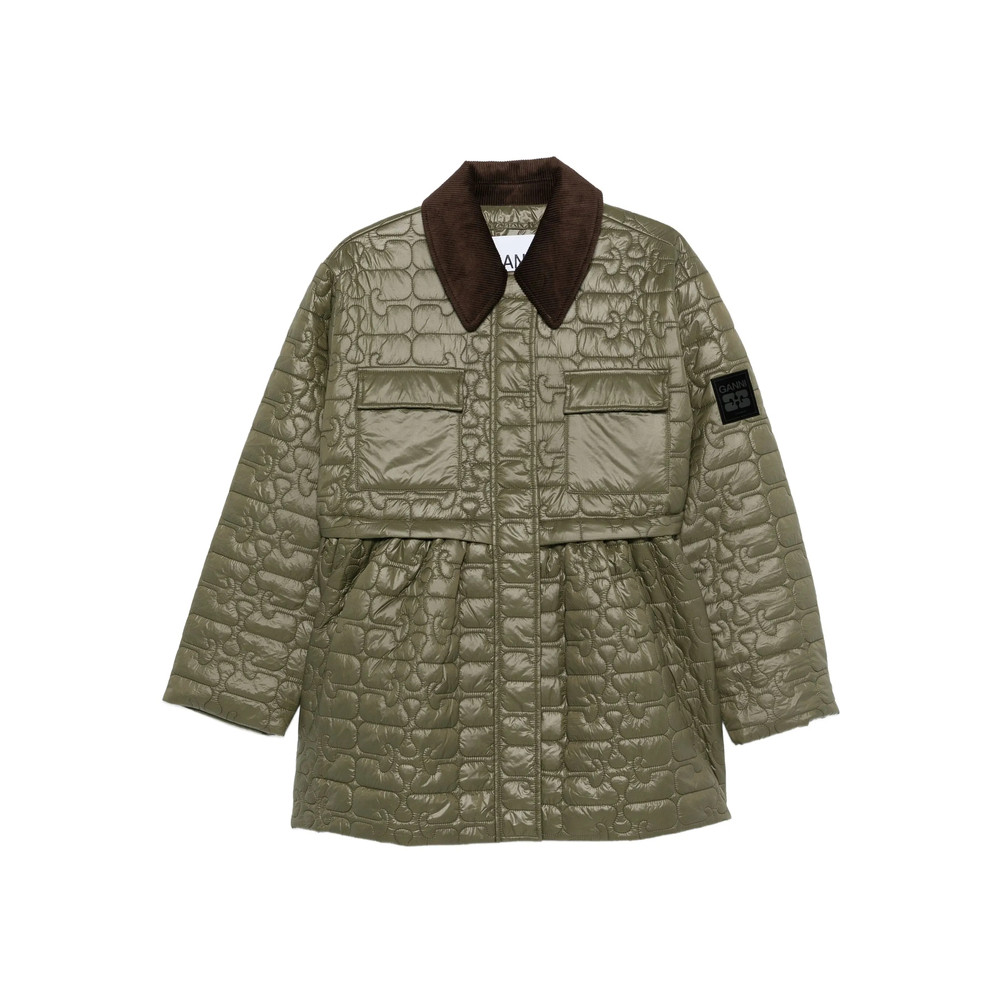 Ganni Corduroy Collar Quilted Jacket