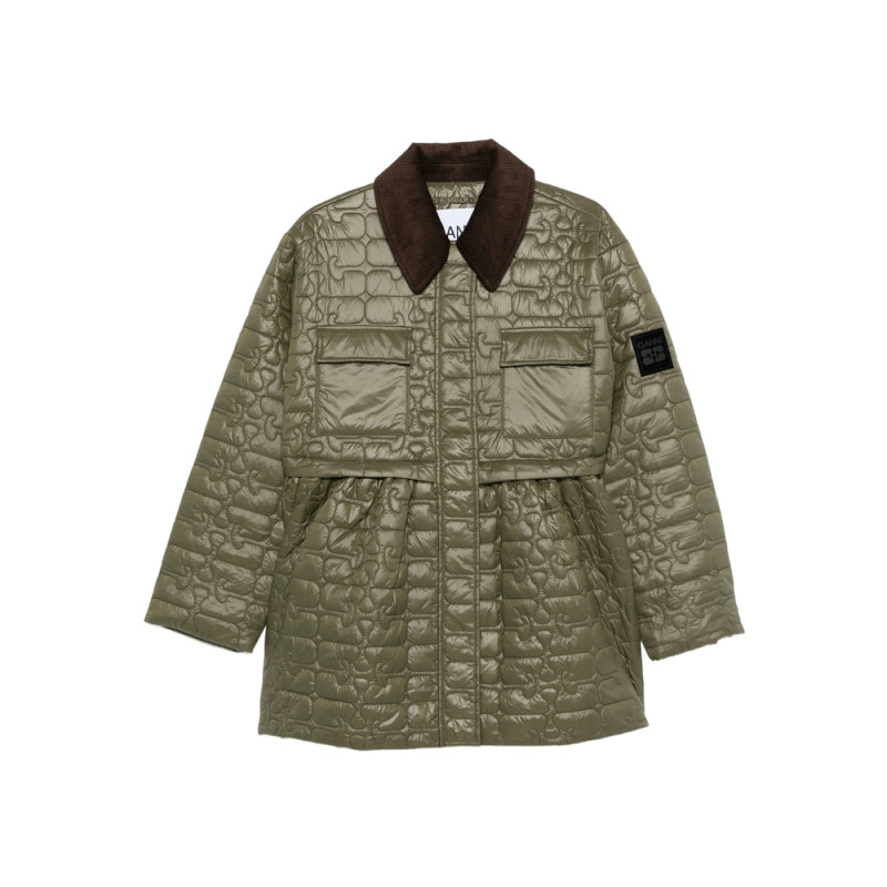 Ganni Corduroy Collar Quilted Jacket