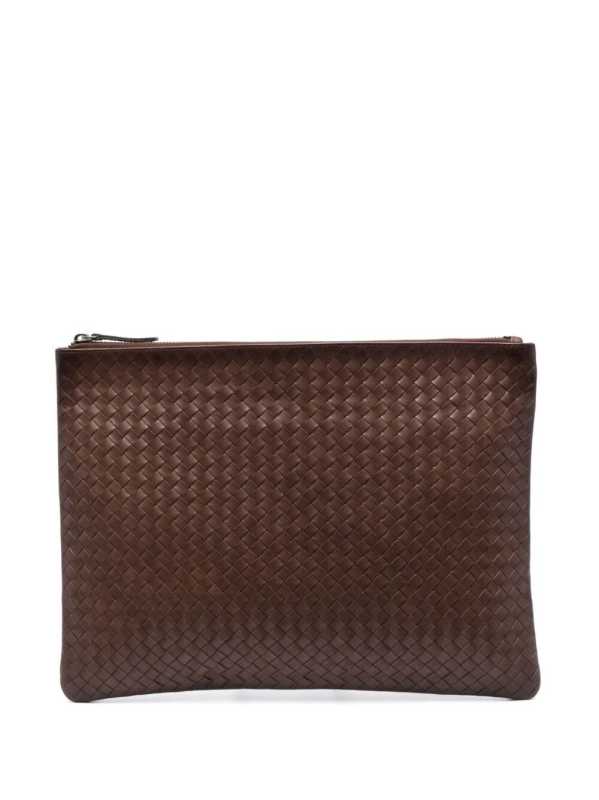 woven leather clutch bag