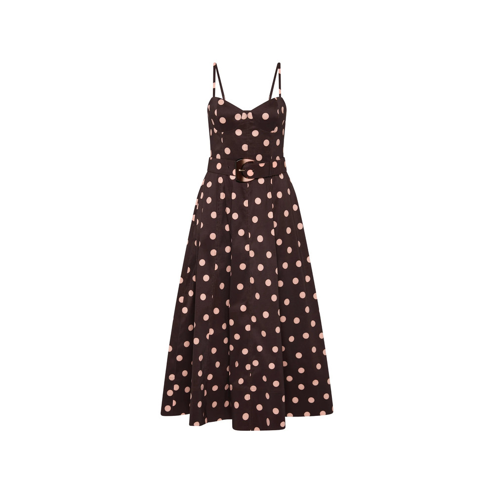 Rebecca Vallance Polka Dot Belted Midi Dress
