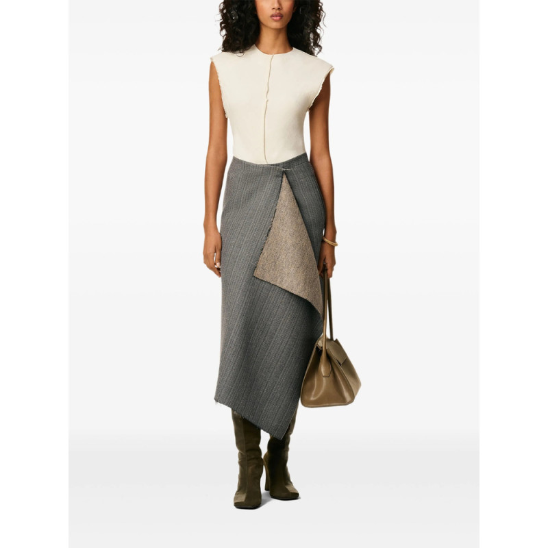 Ami Paris Wool Herringbone Wrap Midi Skirt