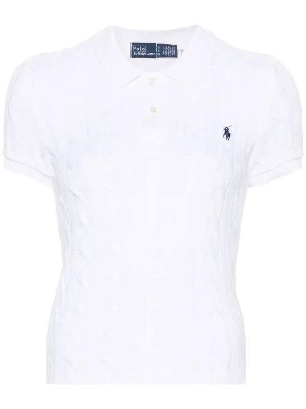 Polo Pony cable-knit polo shirt