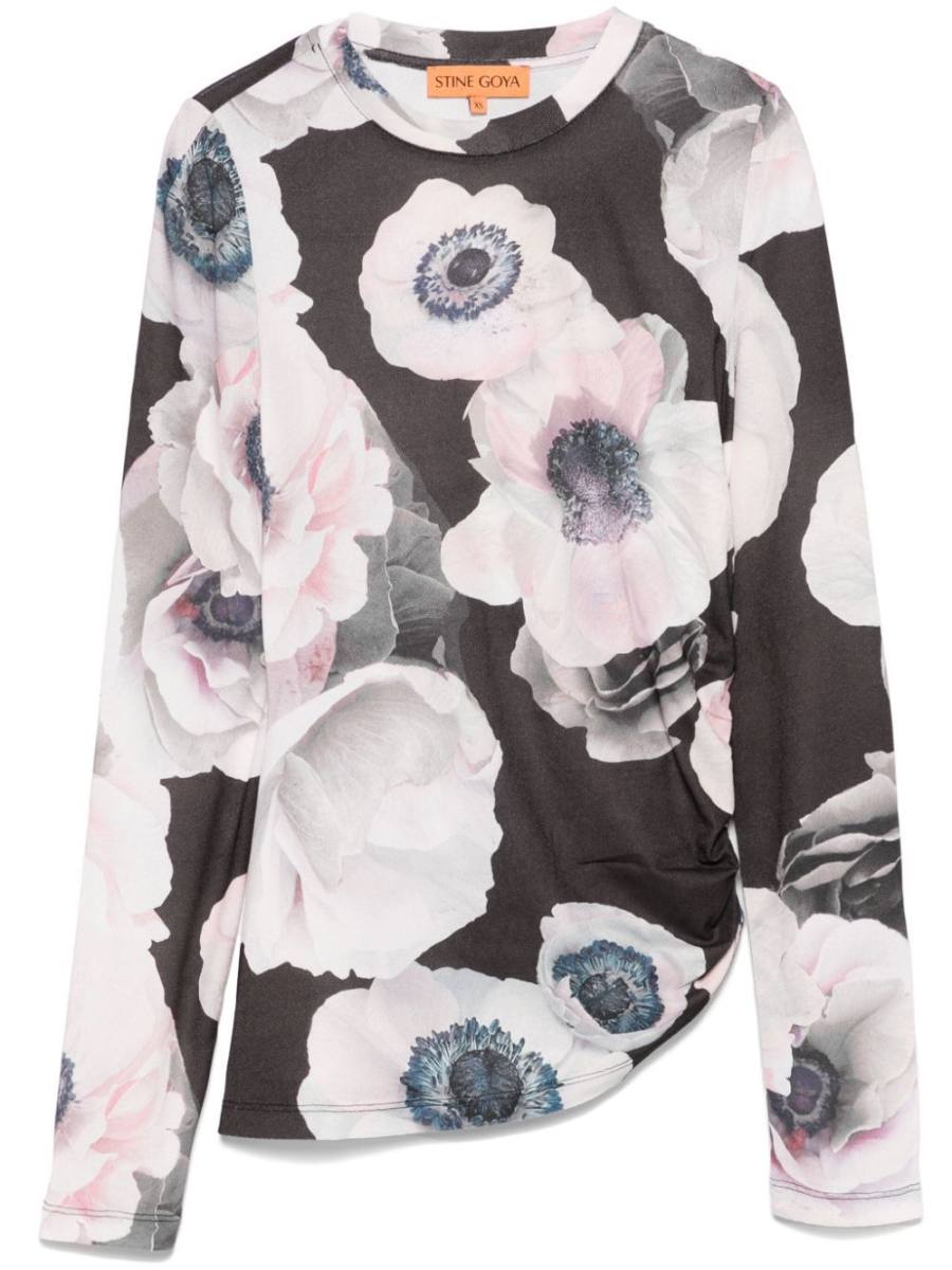 asymmetric long-sleeves top