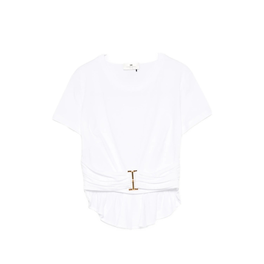 Elisabetta Franchi Ruched-waist Cotton T-shirt