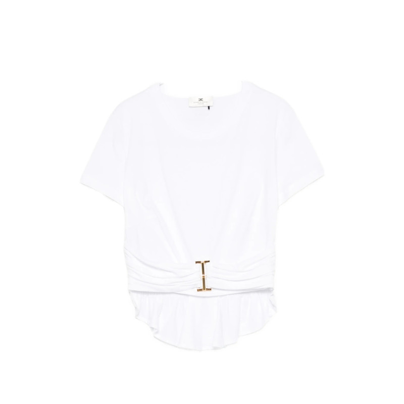 Elisabetta Franchi Ruched-waist Cotton T-shirt