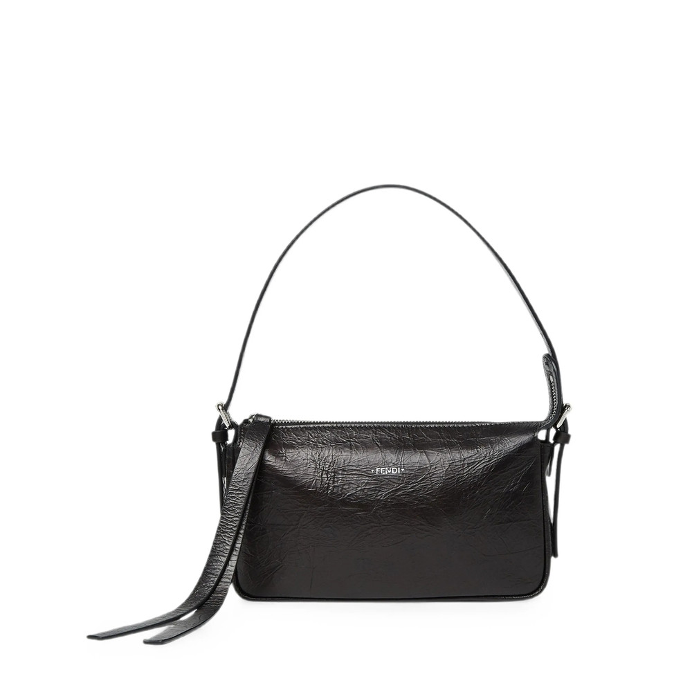 Fendi Small Zip Top Crinkled-leather Shoulder Bag