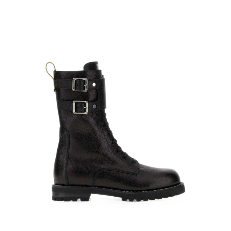 Fendi Commando Buckled Pebbled-leather Boots