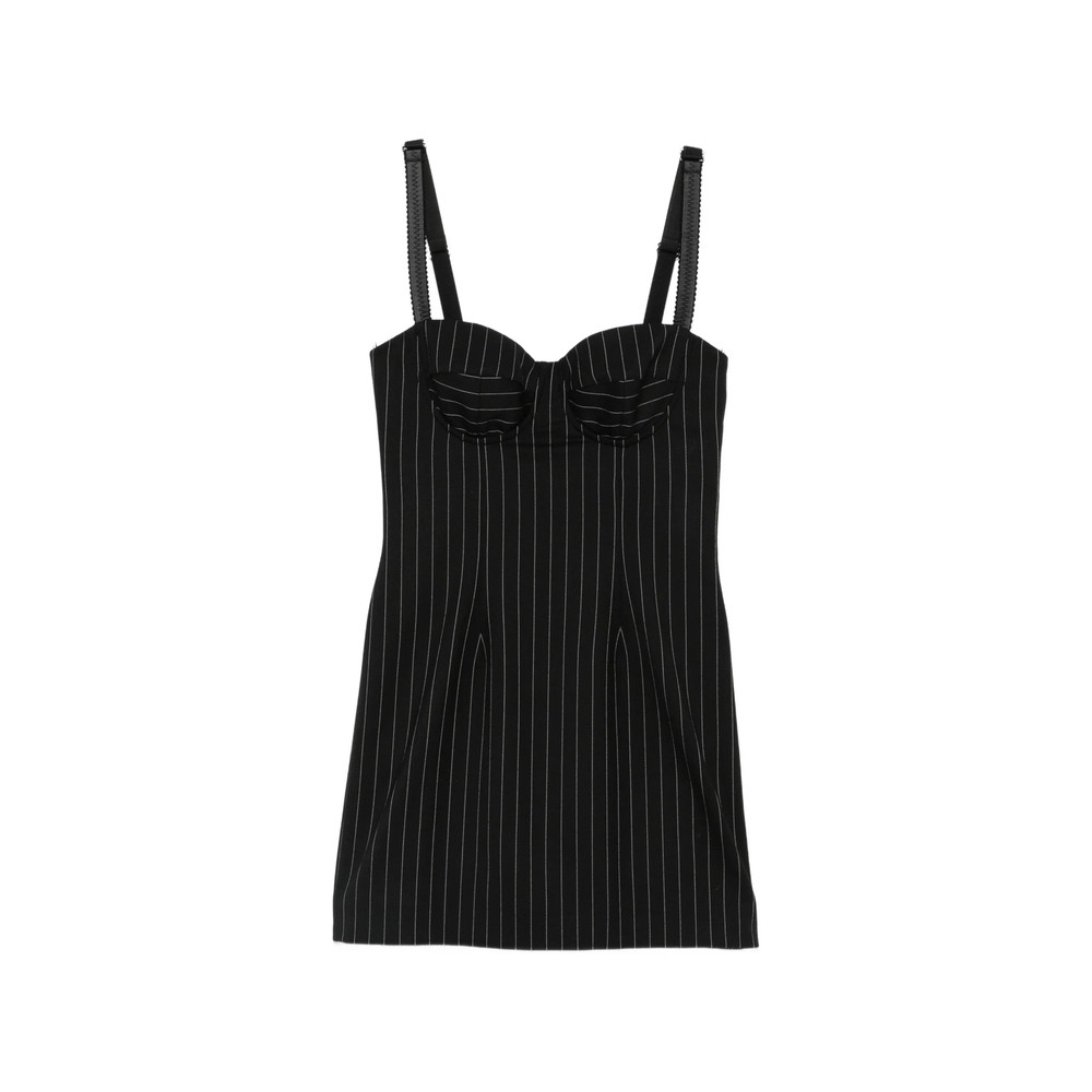 Dolce & Gabbana Pinstripe-print Sweetheart-neck Dress