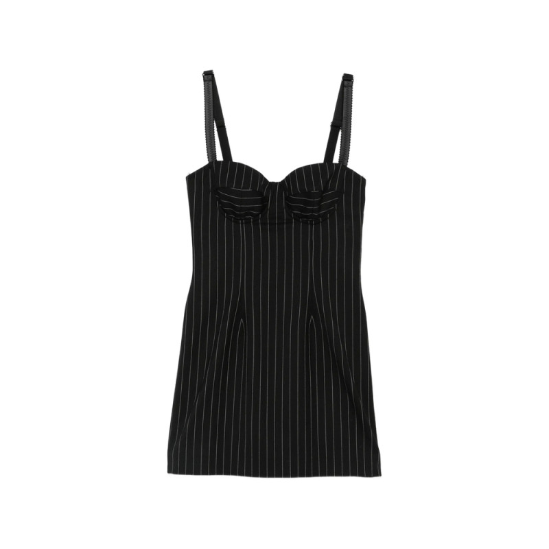 Dolce & Gabbana Pinstripe-print Sweetheart-neck Dress