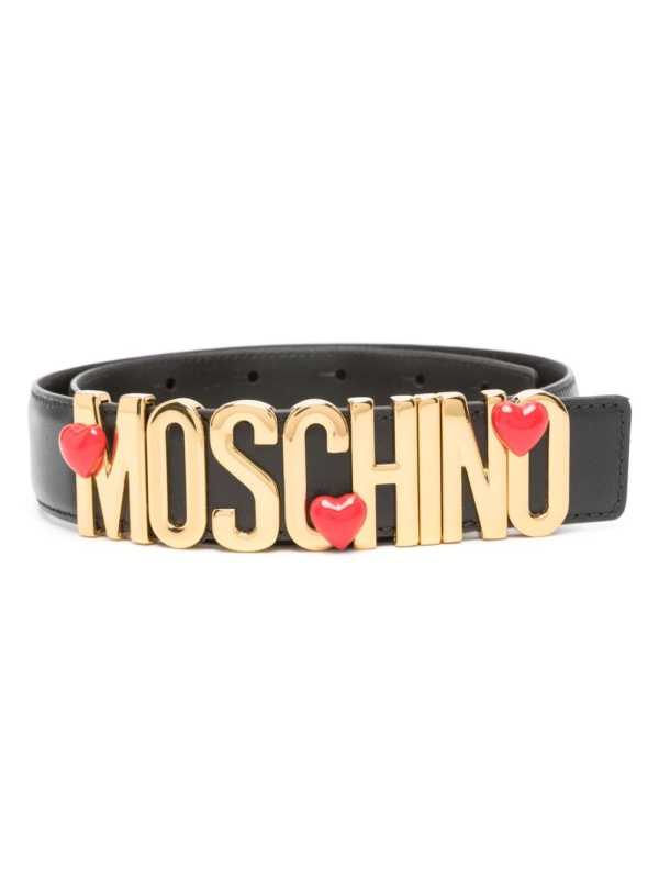 logo-lettering leather belt