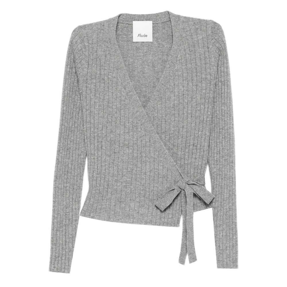 Allude Ribbed Self-tie Cardigan