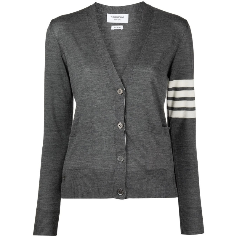 Thom Browne 4-Bar Stripe V-neck Cardigan
