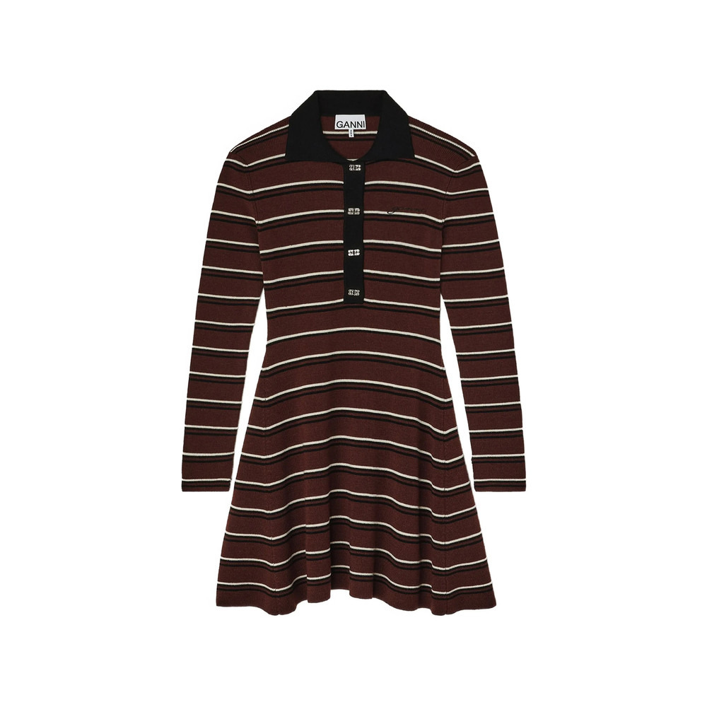 Ganni Striped Polo Mini Dress