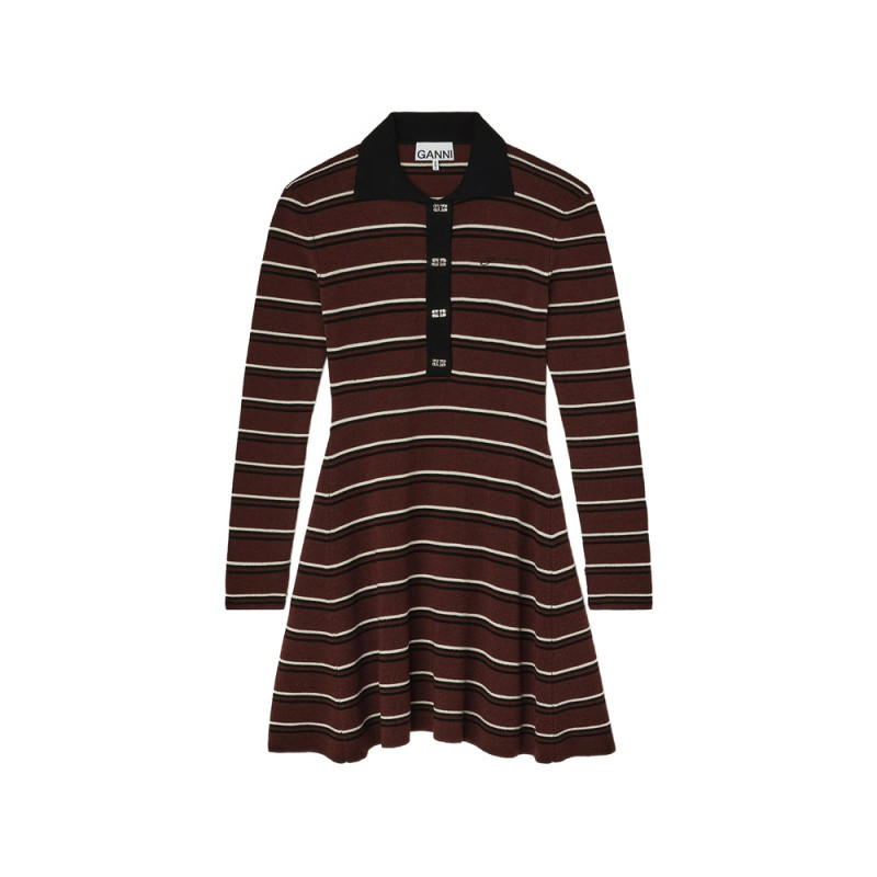 Ganni Striped Polo Mini Dress