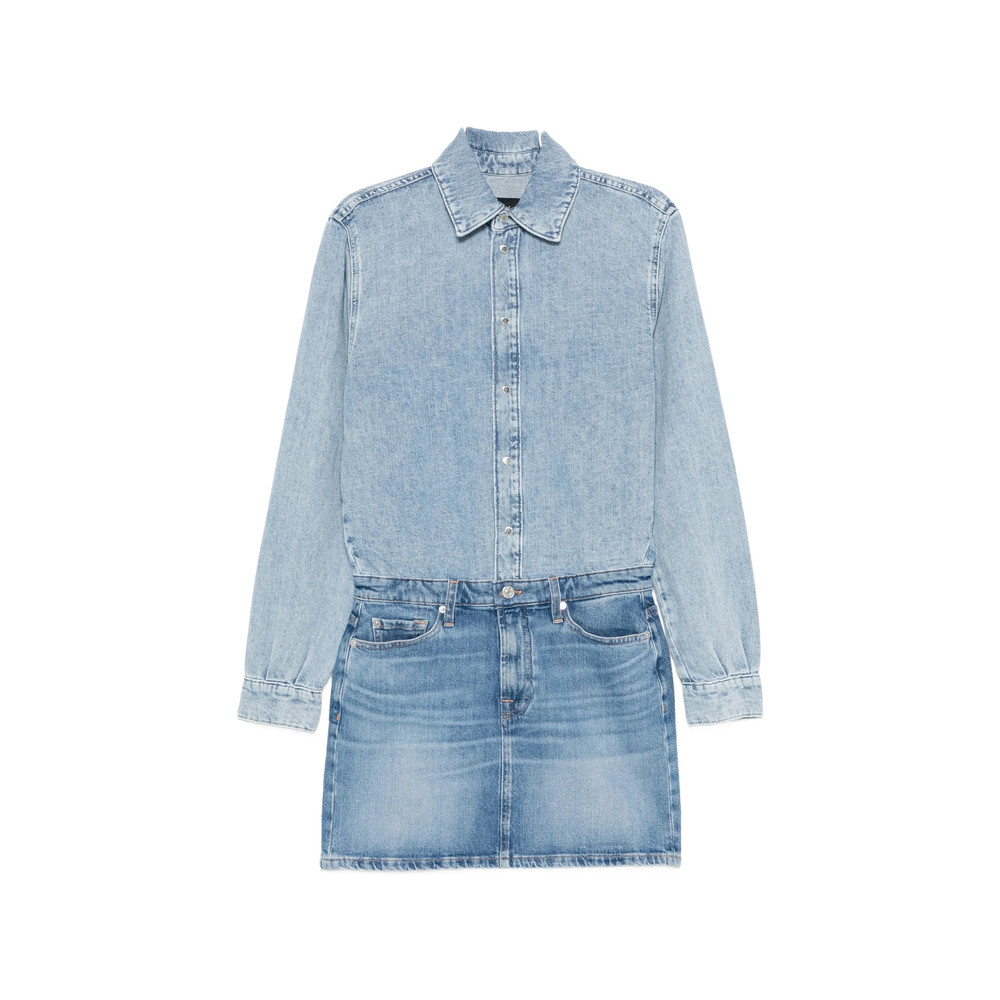 7 For All Mankind Faded-effect Long-sleeve Dress