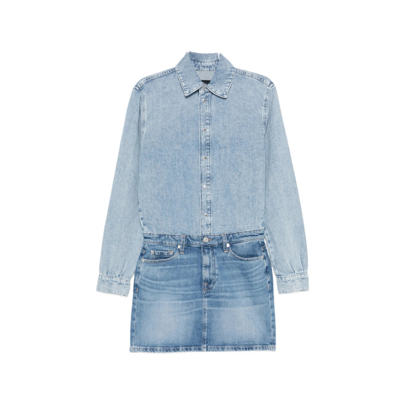 7 For All Mankind Faded-effect Long-sleeve Dress