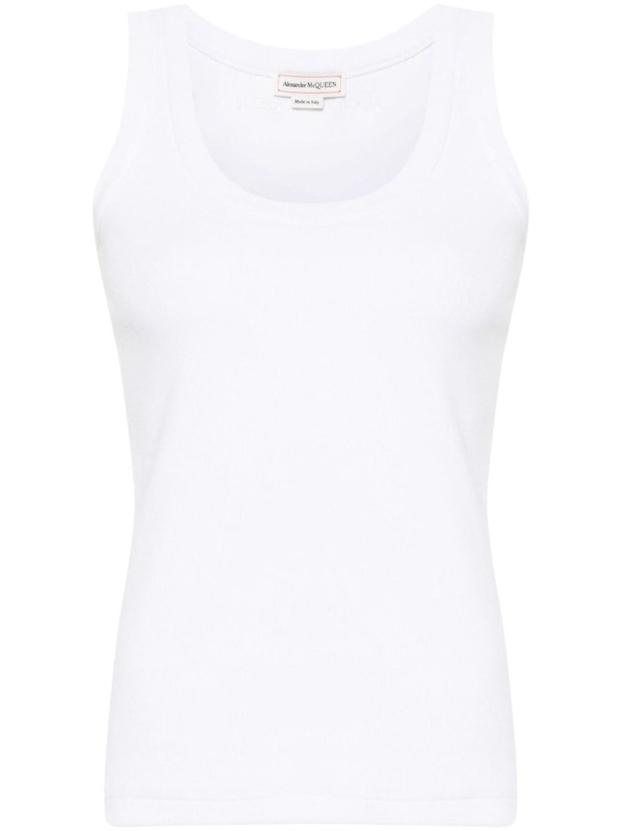 logo-embroidered ribbed tank top