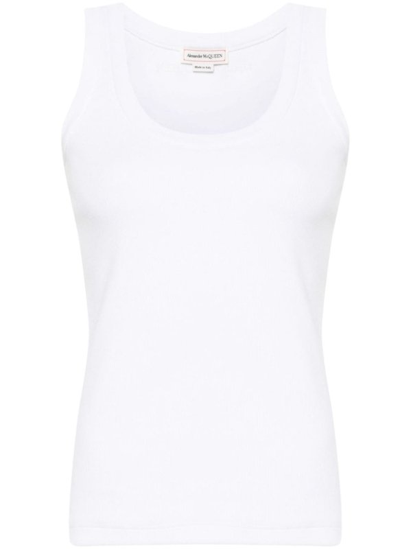 logo-embroidered ribbed tank top
