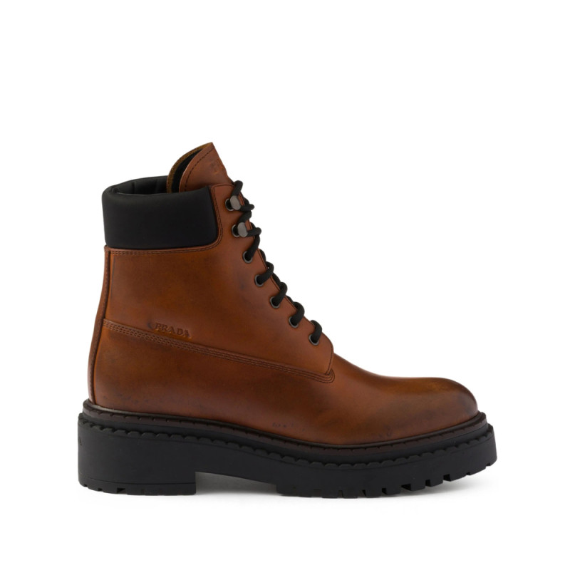 Prada Leather Combat Booties